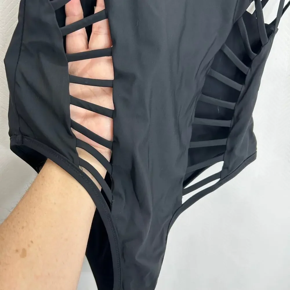 Red Carter Shine one piece swimsuit black S/M cutouts
